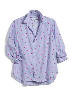 Frank & Eileen Eileen Cotton Relaxed Button-up Neon Pink Heart EUC